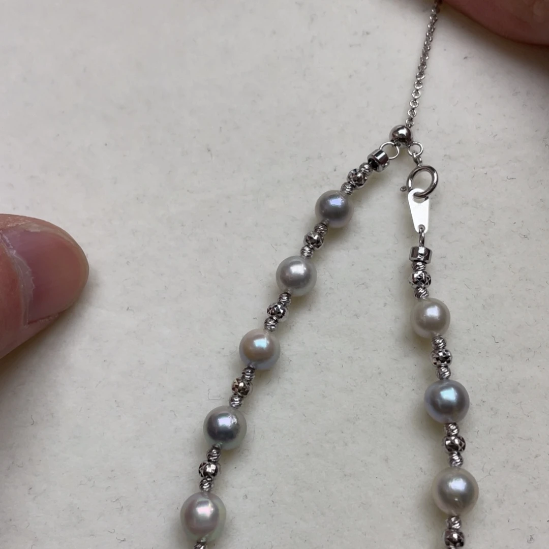 手绳银S925镶嵌海水珍珠