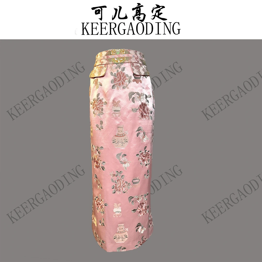 【可儿•高定】高端新中式国风设计师款重工手推绣丝毛半裙3-J5321