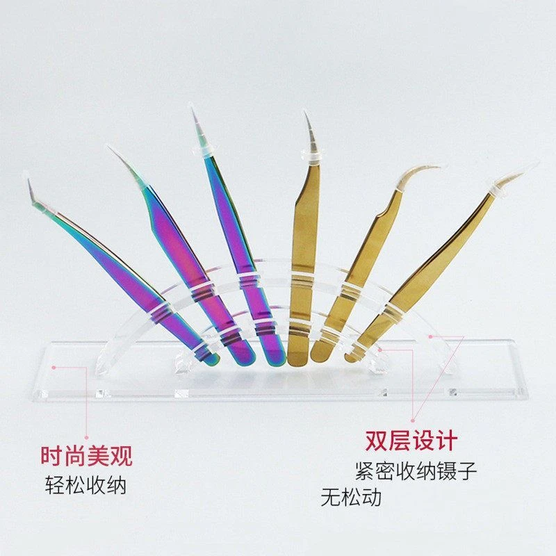 批发美睫六孔镊子收纳展示架 透明6孔亚克力嫁接睫毛镊子存储工