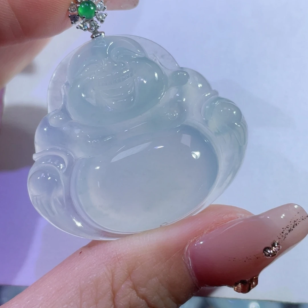 翡翠颈饰18K金镶嵌佛公