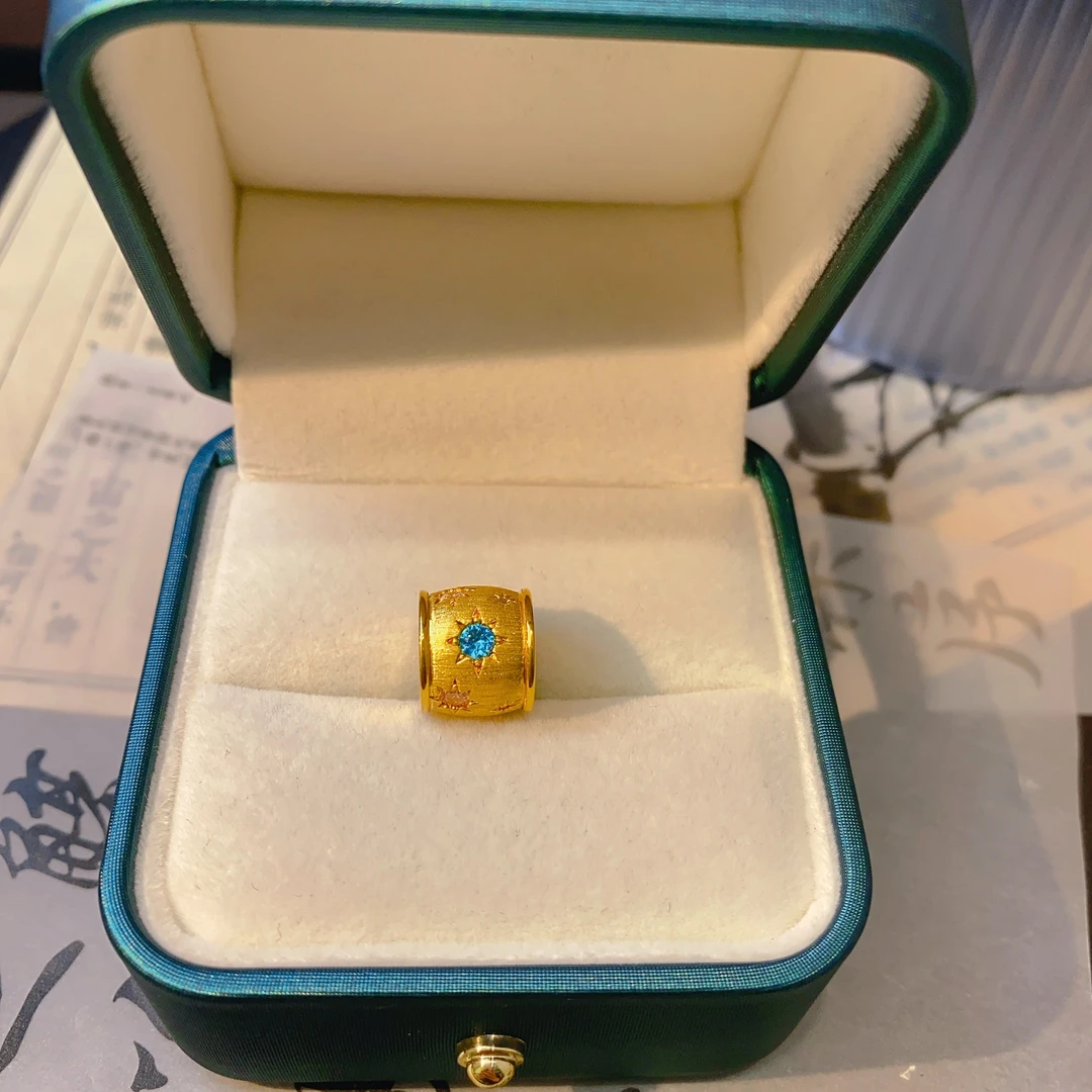 合成锆石1045 足金拉丝八芒星路路通吊坠 轻奢小众款金吊坠女