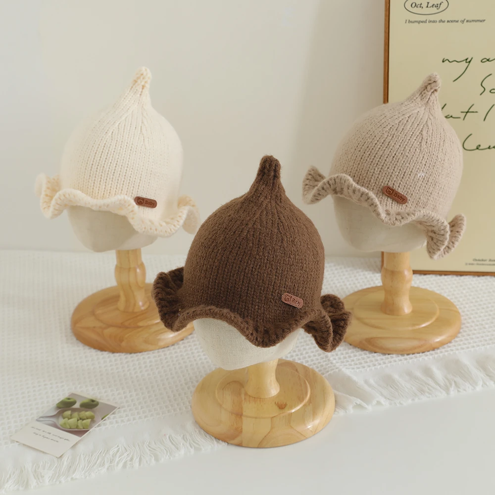儿童帽子卡通可爱小香风童趣森系帽子休闲风奶嘴毛线针织宝宝帽子