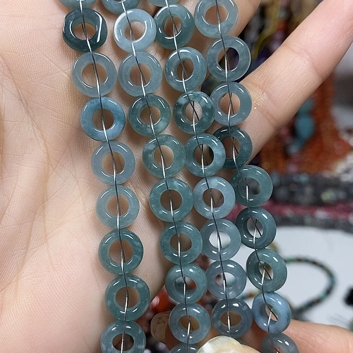 玛瑙/玉髓未镶嵌珠宝半成品天然蓝水卡10mm一条