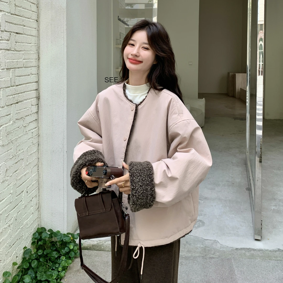 小个子短款粉色工装派克棉服2025新款深冬超好看加绒加厚棉袄外套