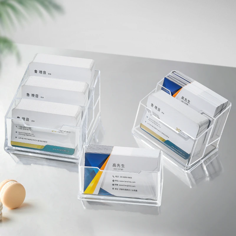 亚克力高级透明名片盒前台展会收纳便携高档车载名片盒商务名片架