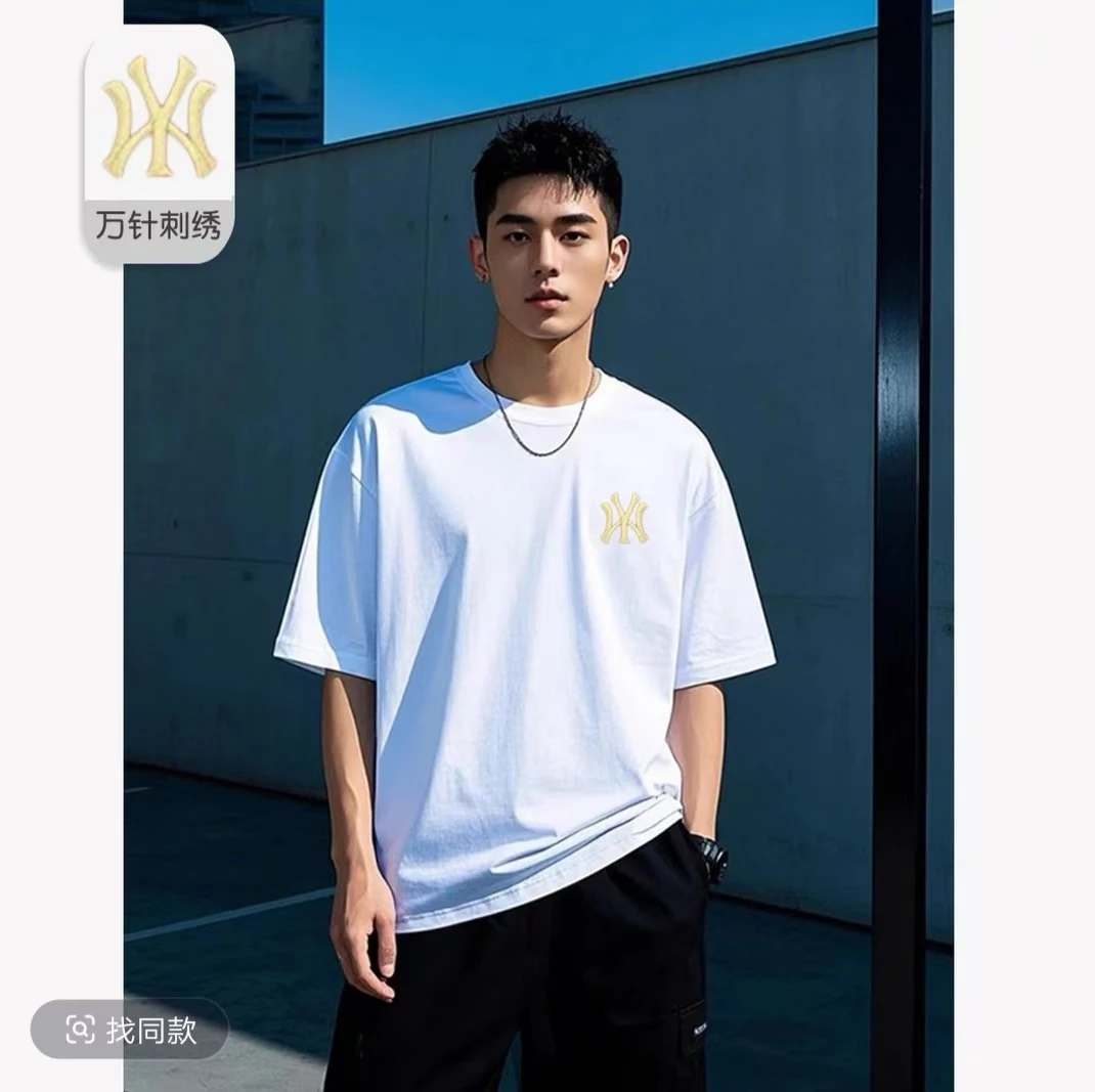 【重工刺绣】短袖男女同款圆领半袖休闲时尚潮流夏季透气百搭T恤