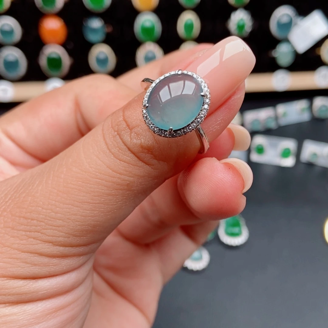 翡翠银S925镶嵌戒指