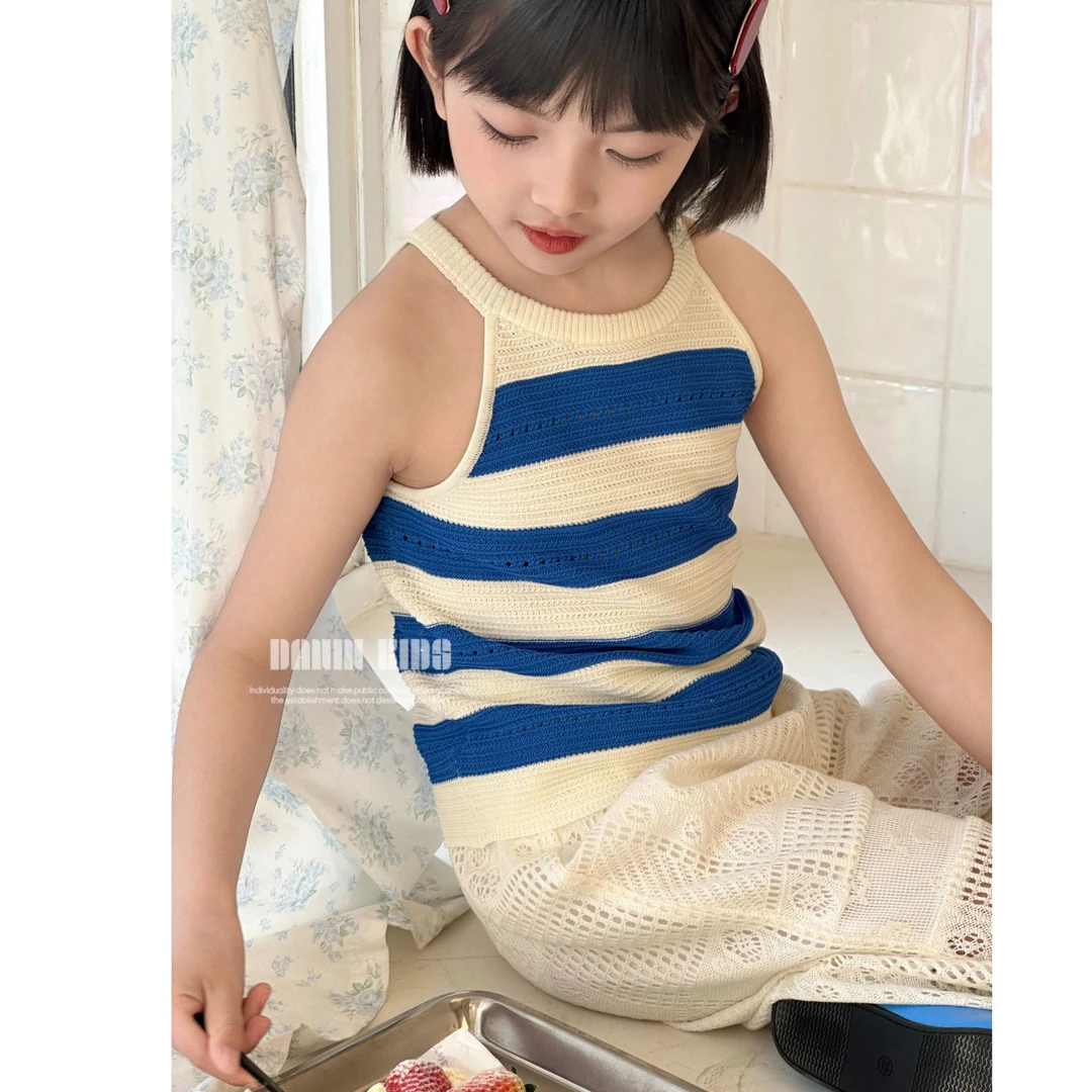 【嗒囜】女童夏季新款时尚韩版百搭针织背心无袖吊带上衣儿童夏装