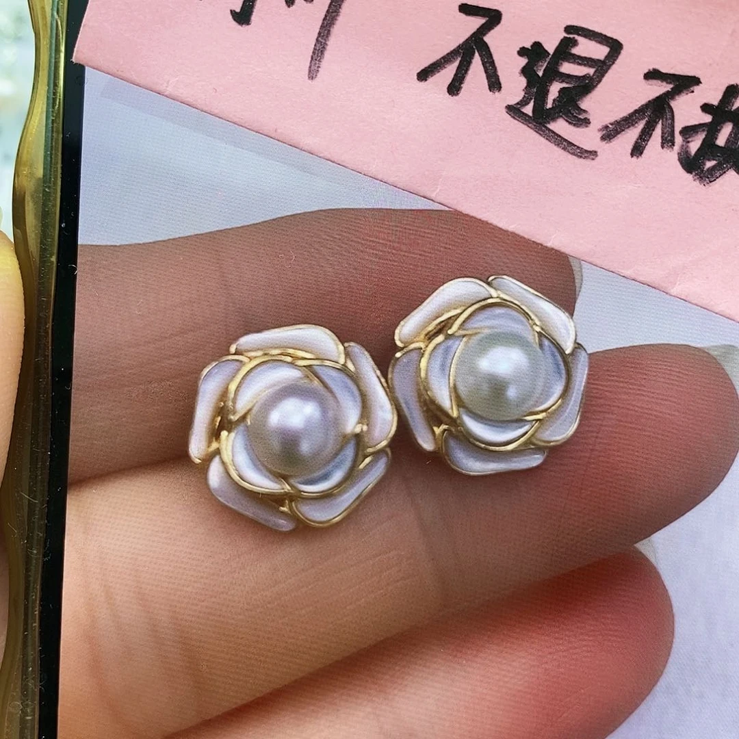 淡水珍珠特价不退不换淡水极光耳饰银S925镶嵌