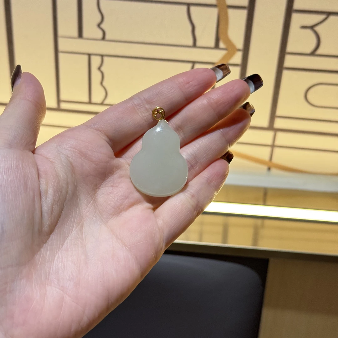 天然和田玉18k福禄双全葫芦吊坠-YJX5488(多样性发货)