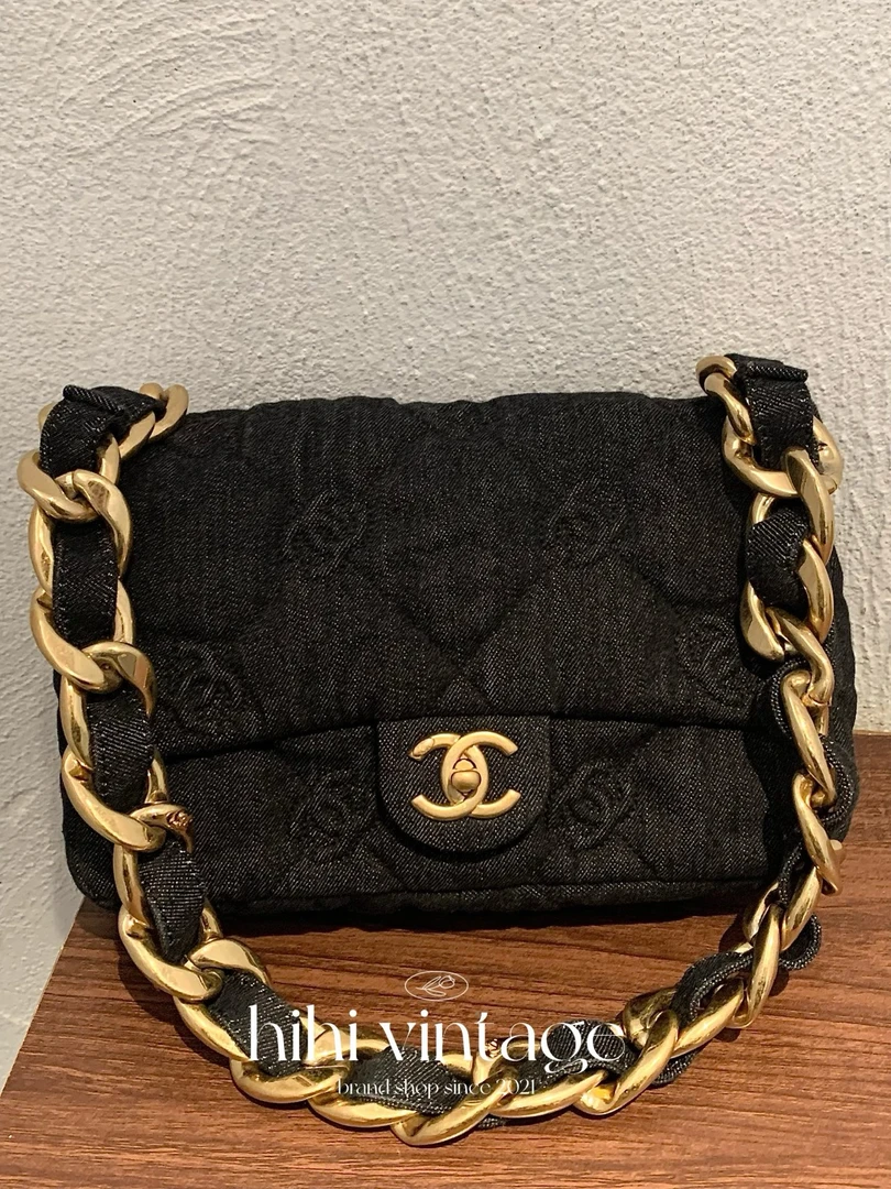 99新 Chanel/香奈儿 Chanel 牛仔丹宁粗链条包 芯片款