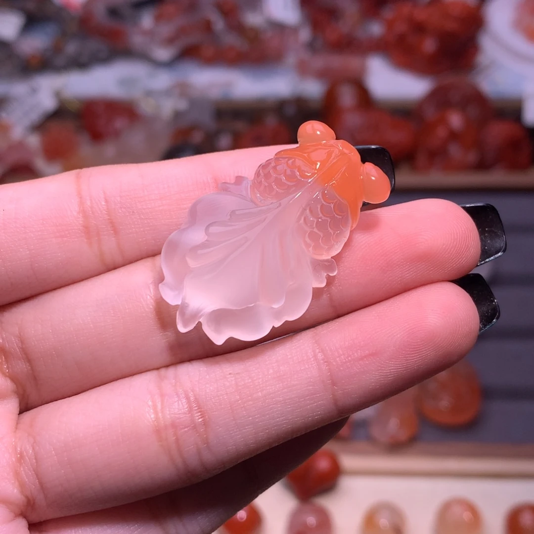 南红玛瑙未镶嵌珠宝半成品金鱼5