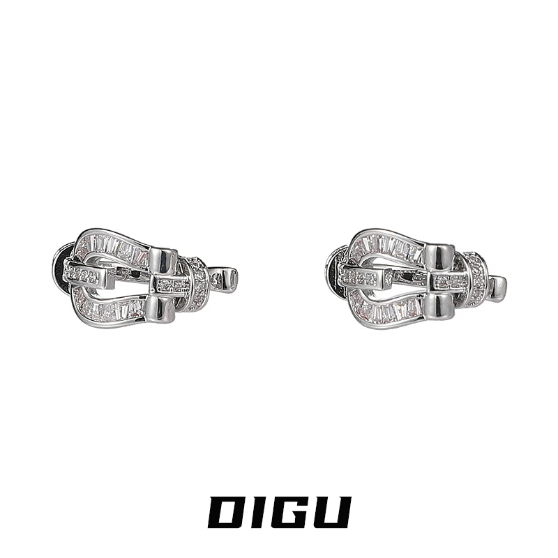 嘀咕家 铜合金合成锆石耳饰 轻奢满钻马蹄扣耳夹气质耳骨夹耳饰