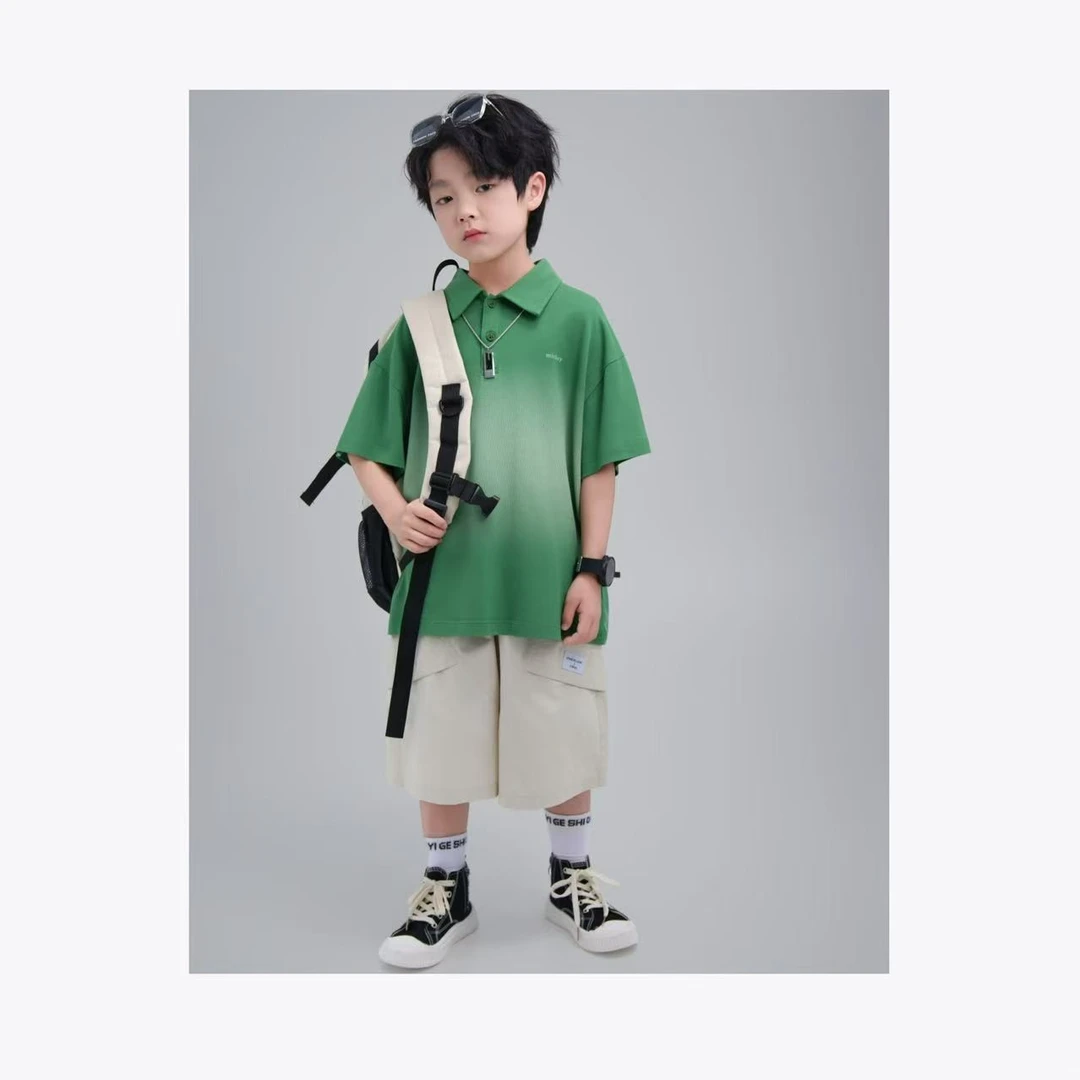 【年中清货】渐变polo潮童儿童韩版男女童时尚中大童短袖T恤YG6687