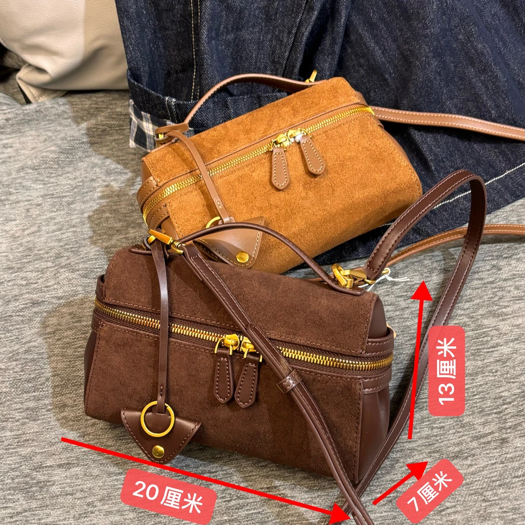 【铂金时袋】9507牛皮手提斜挎包休闲通勤百搭女包反绒皮