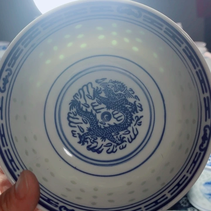 青花玲珑6寸面碗龙纹