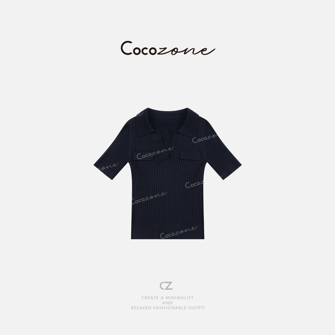 COCO ZONE 刘一一 “纸片人polo”桑蚕丝混纺毛针织衫CD2A0087