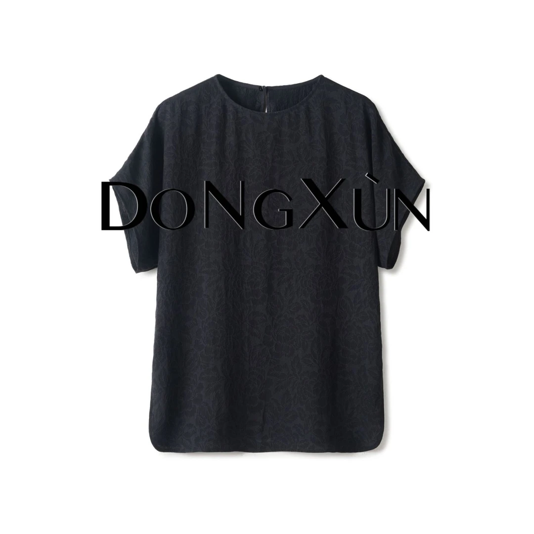 【暗香】桑蚕丝香云纱重磅冠乐皱 25 姆米套头短袖套头衫DX25AS107
