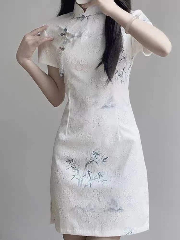 【C125】新中式2025夏改良版绝美气质青花瓷短款旗袍女