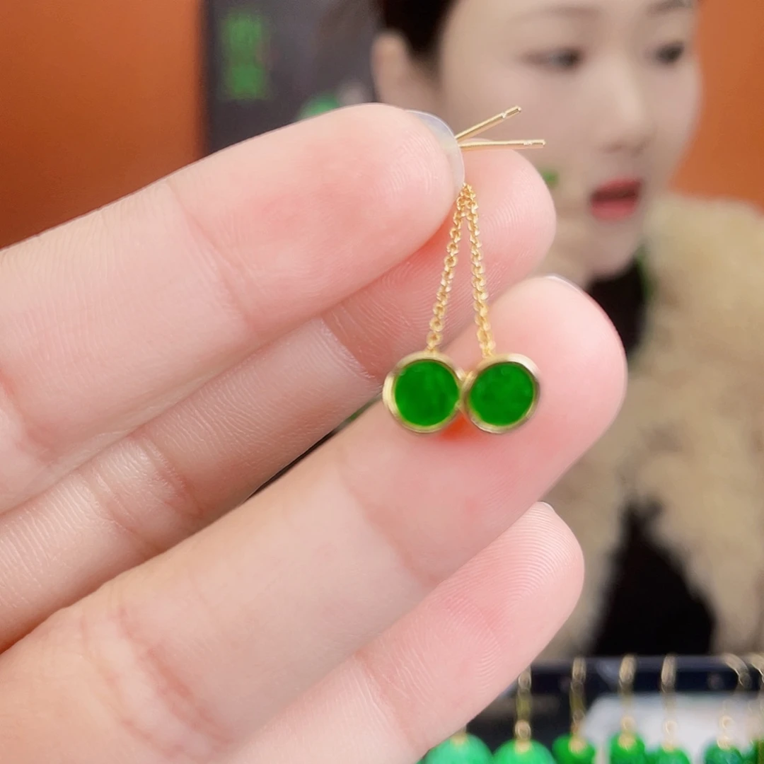 翡翠银S925镶嵌耳饰