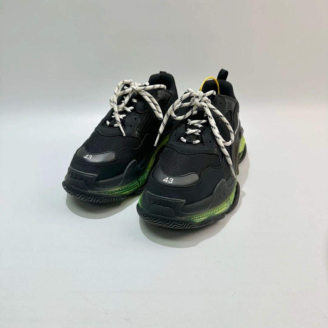 99新 Balenciaga/巴黎世家 43码 黑绿Triple S老爹鞋 SY0926