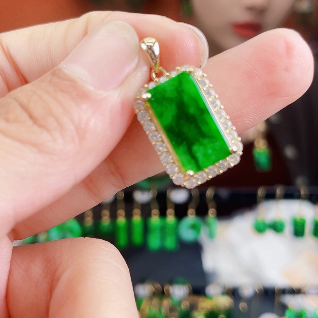 翡翠银S925镶嵌耳饰