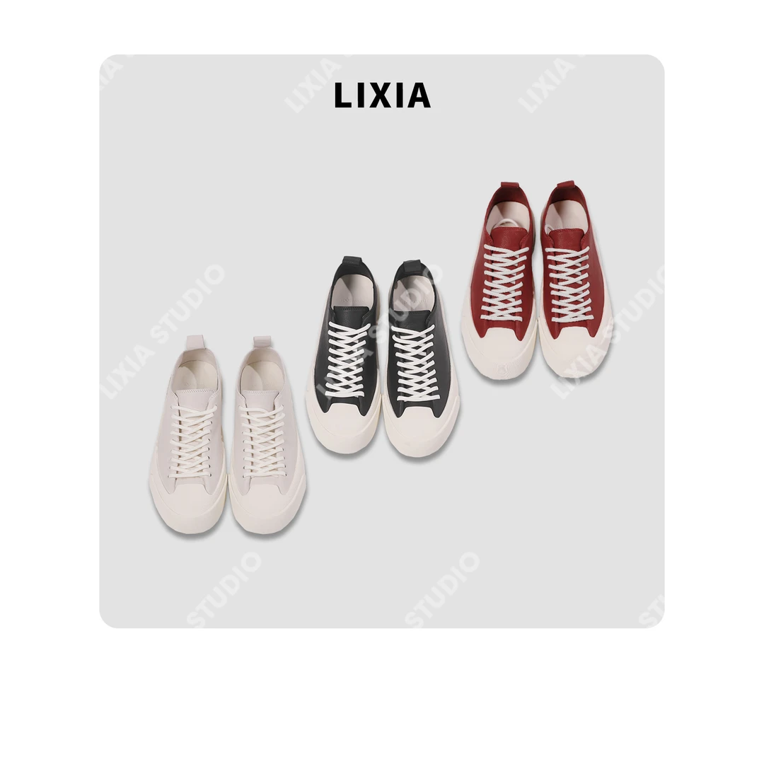 LIXIA【简风系带】时尚韩版潮流真皮系带饼干鞋板鞋-D9108