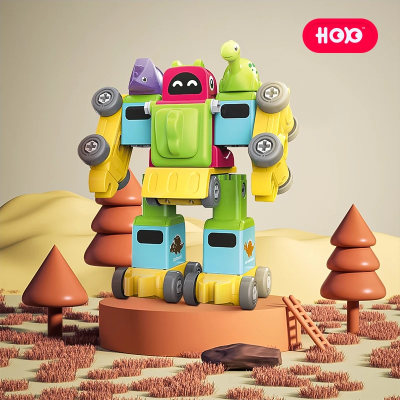 儿超喜拼装合体机器人恐龙火车玩具科学实验拼装