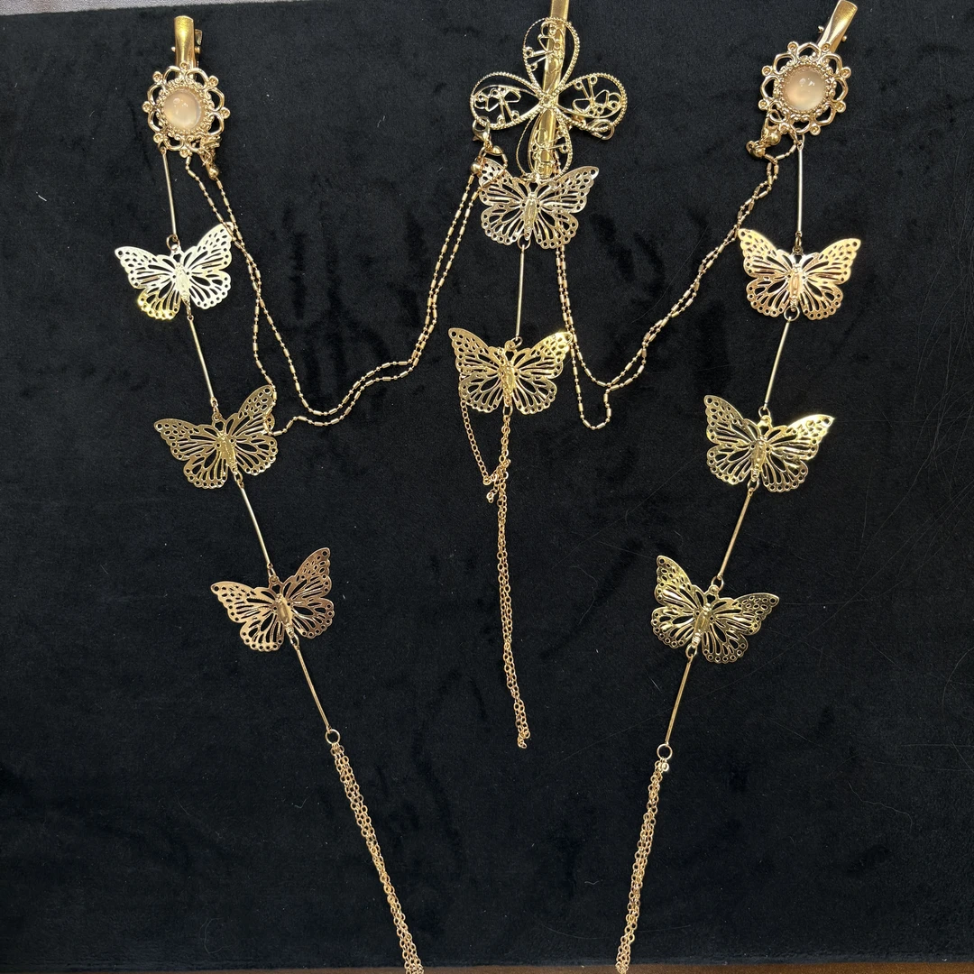 【云鬓花颜阁合金压襟】戏蝶（孤品）中式汉服仙气古风旗袍搭配B83