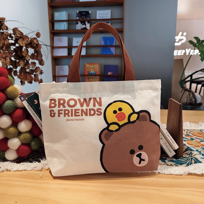 原创小众设计卡通布朗熊正版授权系列手提袋帆布包女新款通勤小包