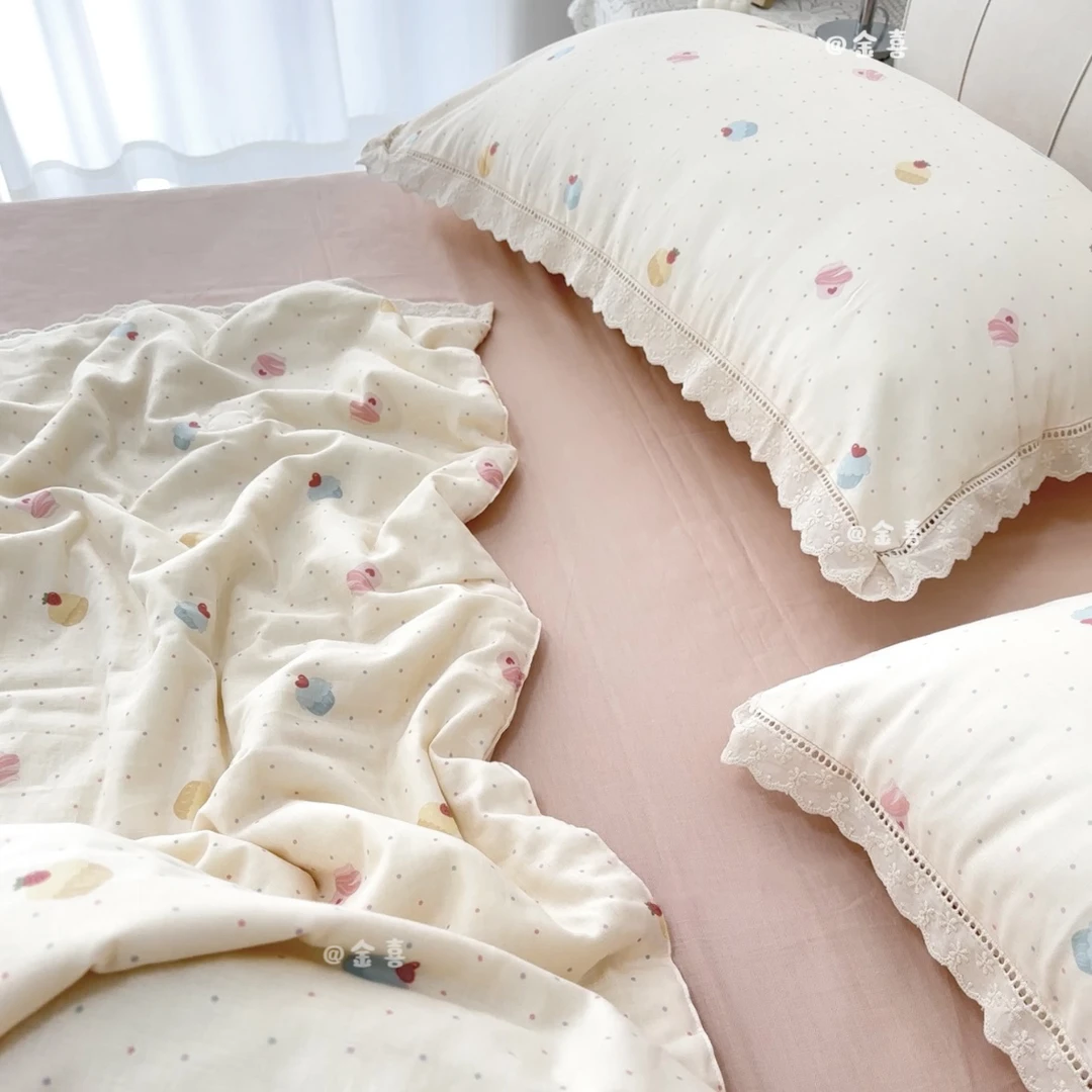 【夏凉被】母婴级A类全棉双层纱花边款夏被可机洗大豆纤维空调被