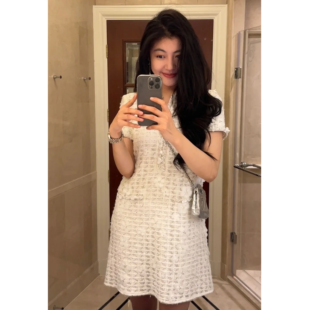 【N·COU】25秋新款【卢浮宫】重工小香风编织彩色连衣裙DY79399-1