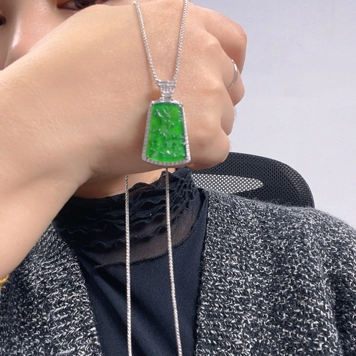 翡翠银S925镶嵌吊坠(不含链)