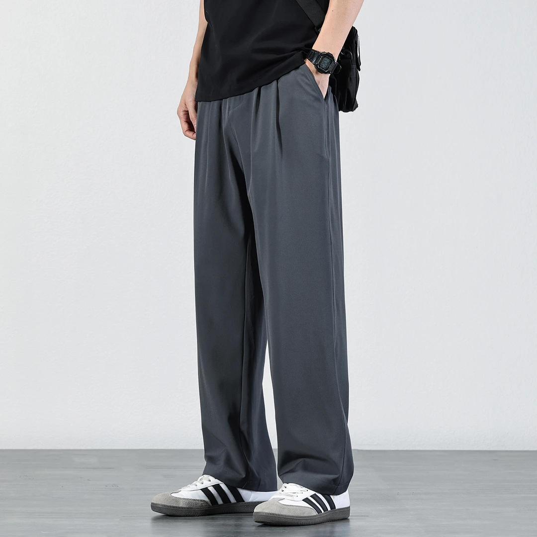 2025春夏季冰感桑蚕丝休闲裤男士潮流百搭西装裤抗皱保型西服裤子
