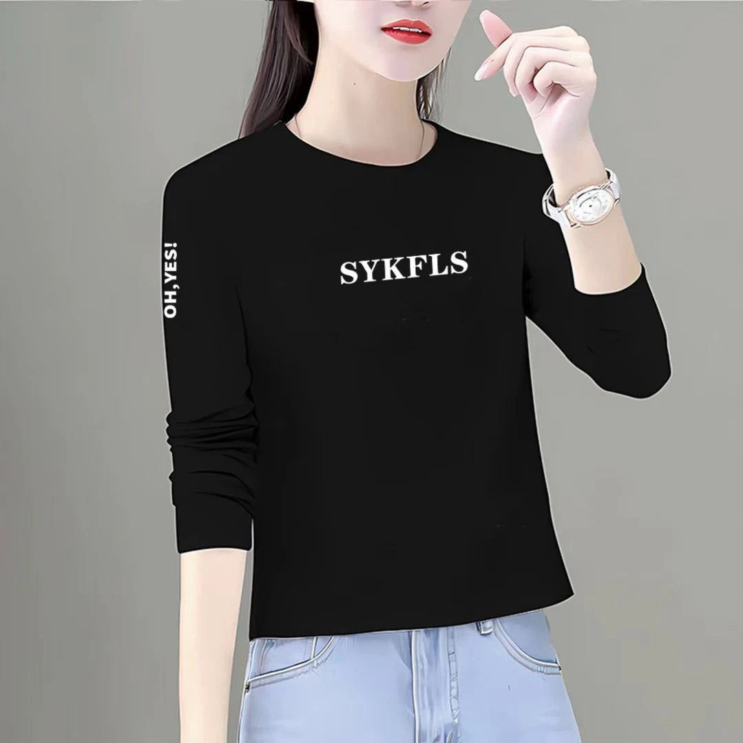 春秋季长袖T恤女遮肚显瘦秋衣矮个子内搭上衣圆领百搭秋衣