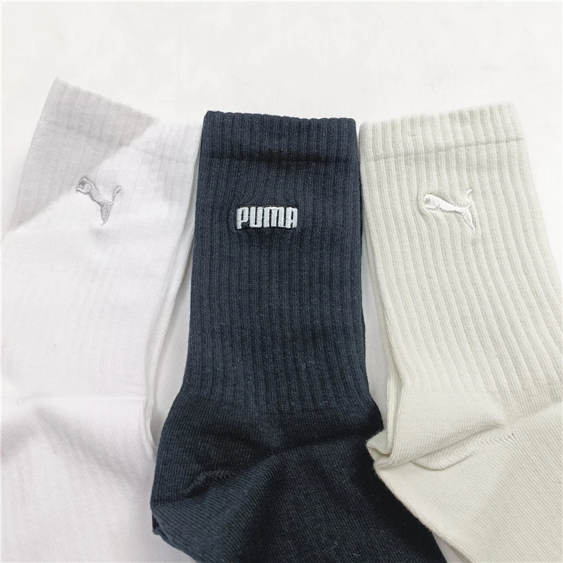 PUMA/彪马男女通用运动休闲弹力舒适透气中筒袜-三双装935407