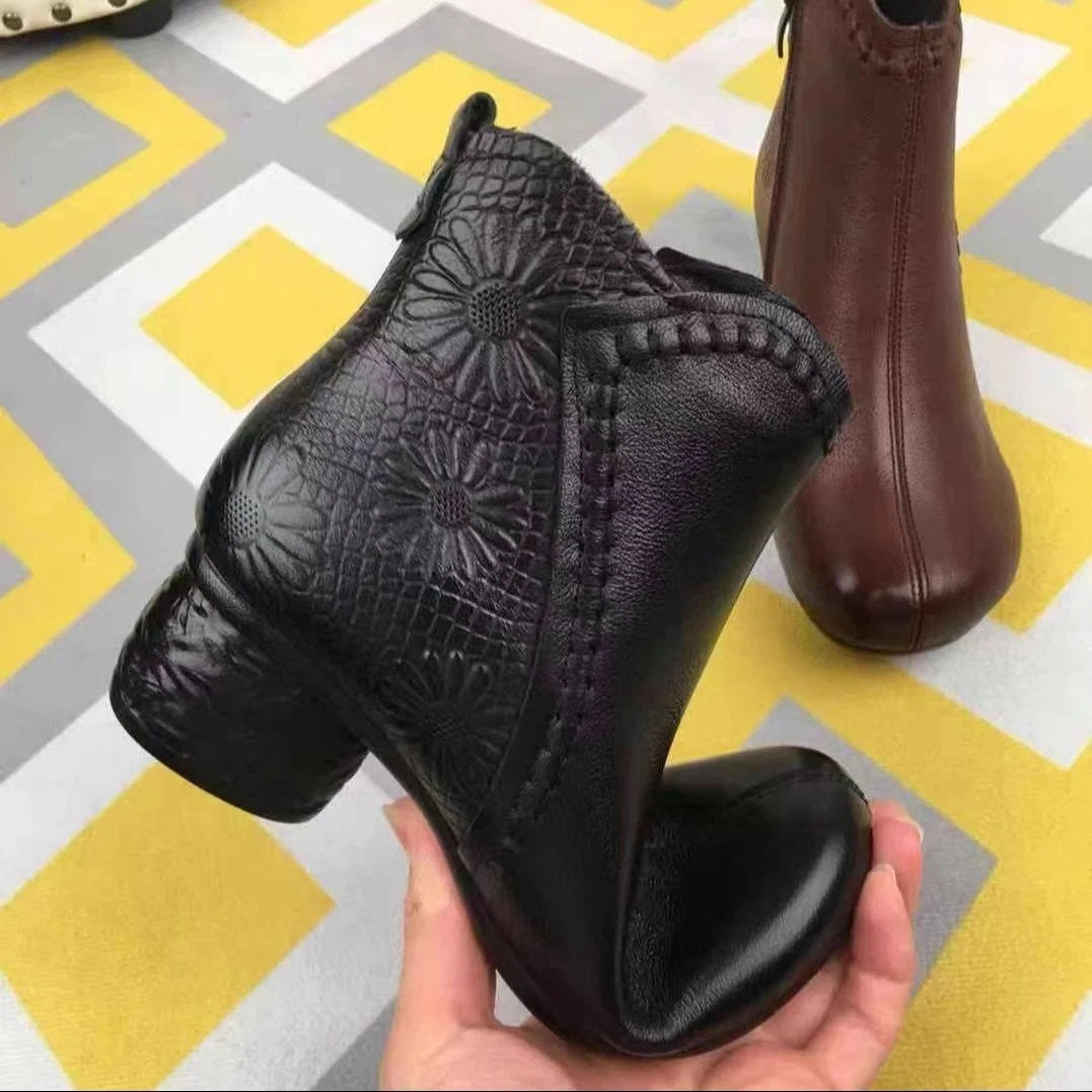 品牌复古棉鞋保暖圆头冬季防滑棉靴女鞋奶奶鞋女靴百搭轻便短靴