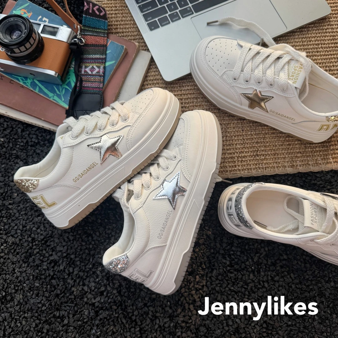 超火星星小白鞋女2025春季新款复古厚底百搭洋气运动休闲学生板鞋