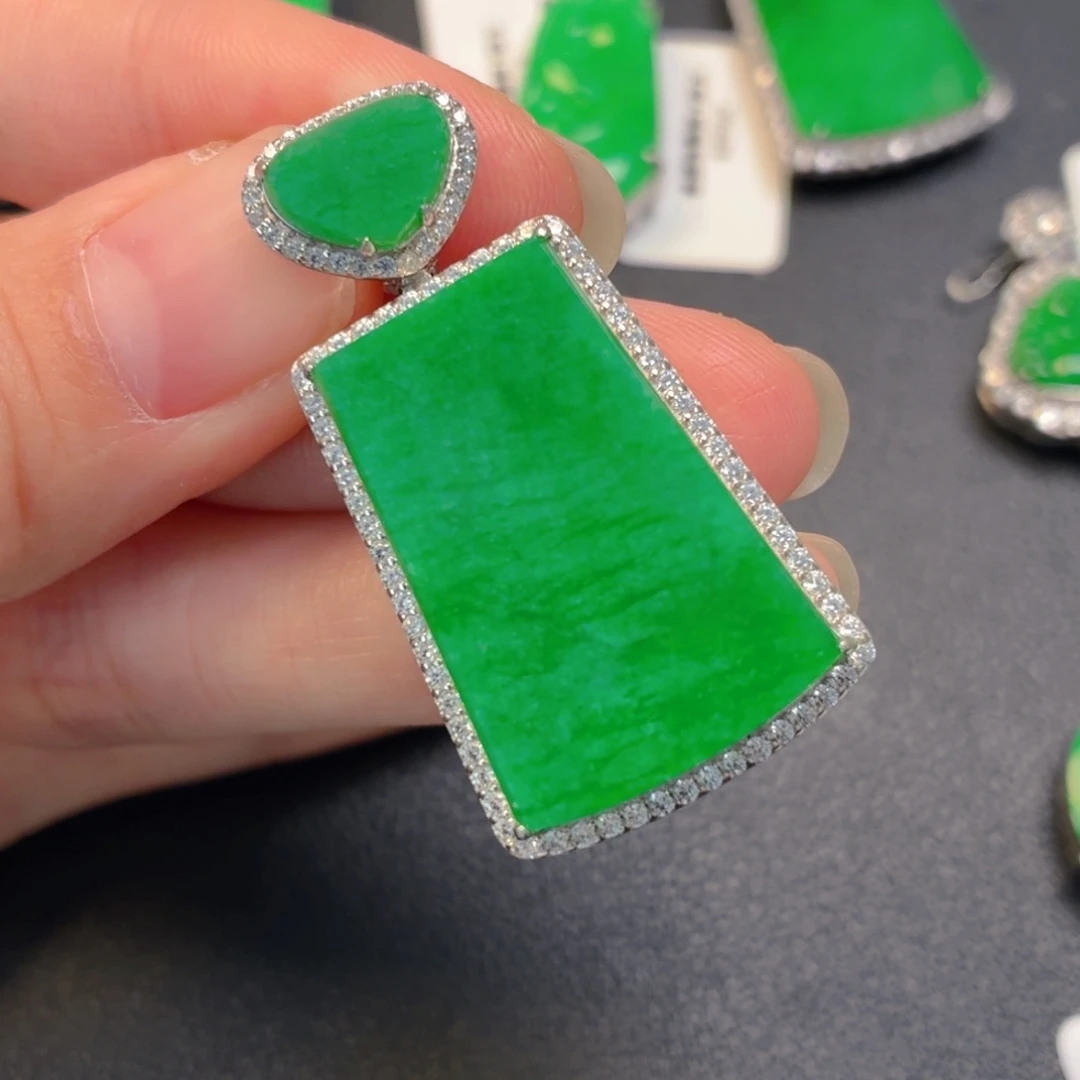 翡翠银S925镶嵌吊坠(不含链)