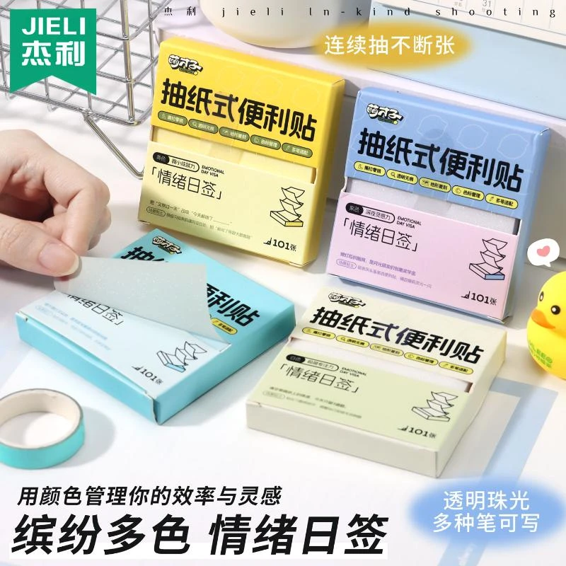 【抽纸式便利贴】透明便利贴不遮挡便签纸磨砂学生办公抽拉记事贴