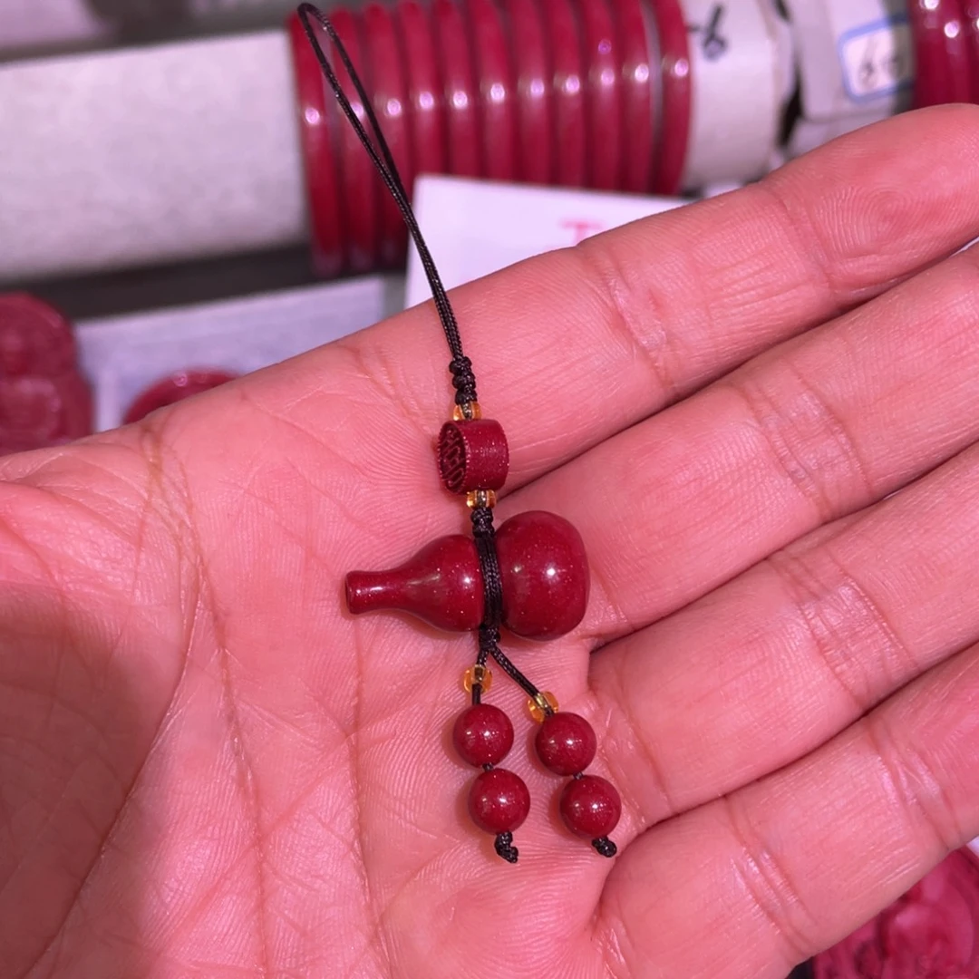 天然辰砂紫金砂葫芦手机挂