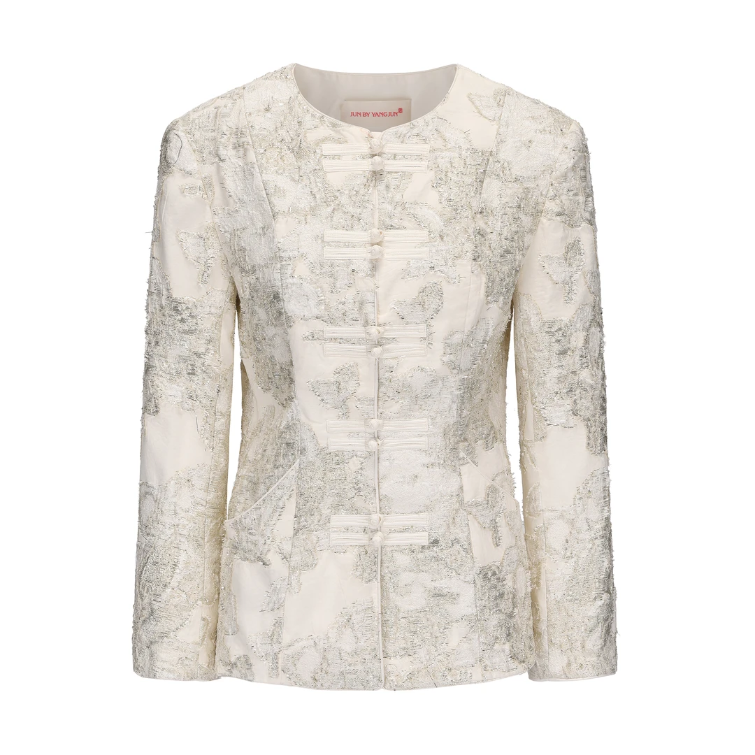 JUNYANG杨君 织金缘花收腰西装
