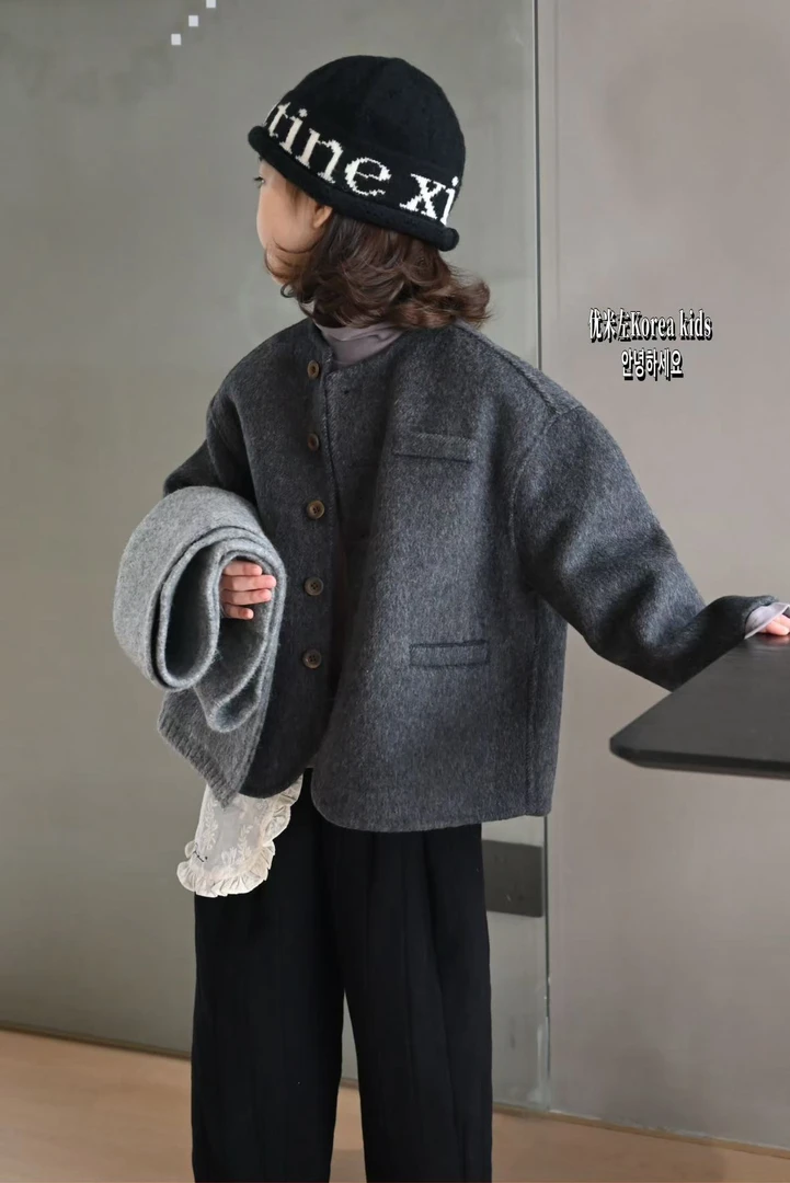 米卿兔品牌童装女童双面羊绒2023新款儿童秋冬装呢子外套