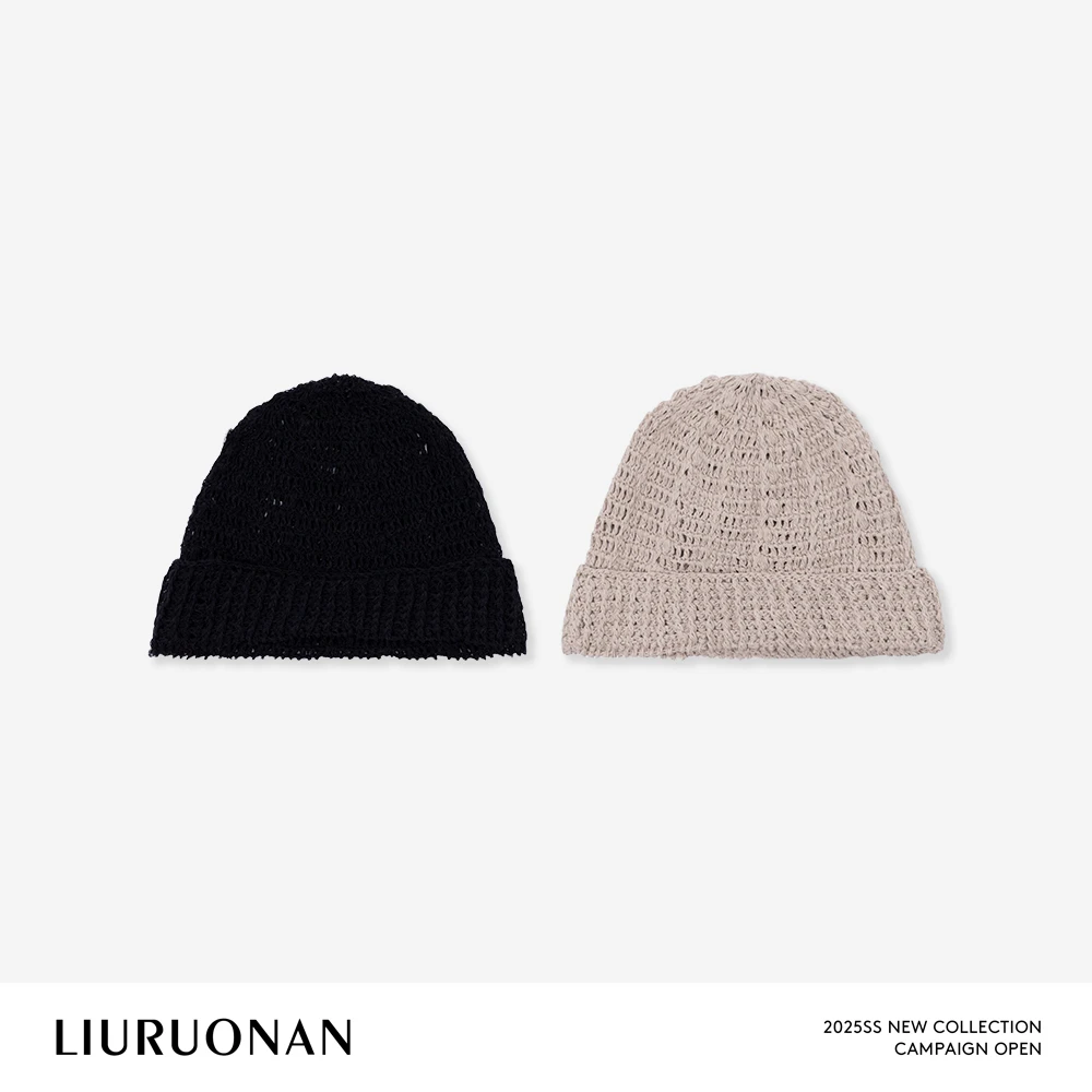 LIURUONAN 25JJ 棉麻纯手工钩针毛线帽春夏透气款