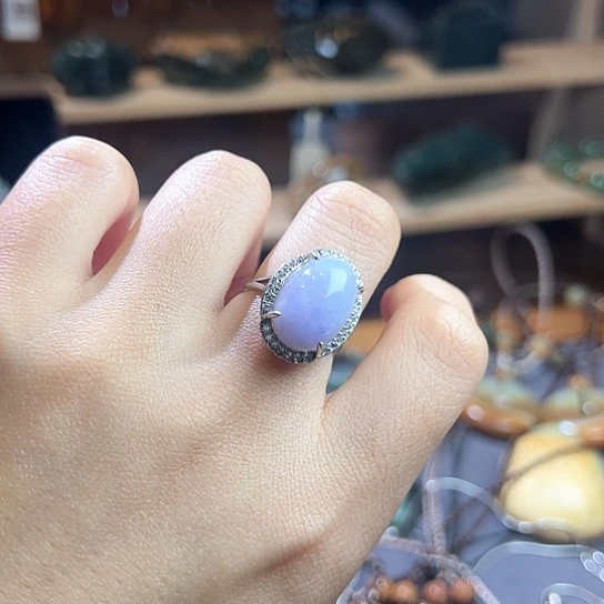 翡翠银S925镶嵌戒指925银镶嵌