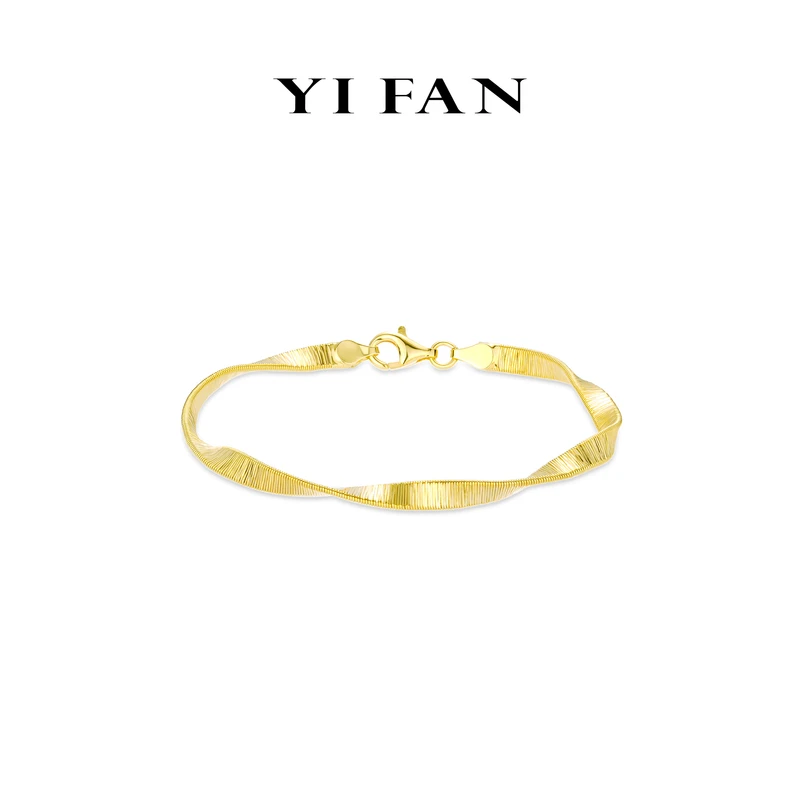 925银合成锆石手链 4794-金色拉丝旋转扭结百搭手链