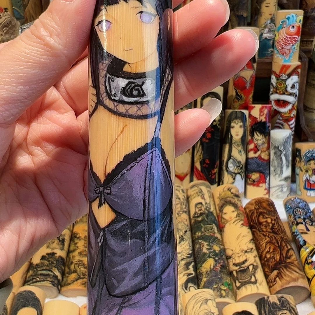 魔*思实心竹手把件美女