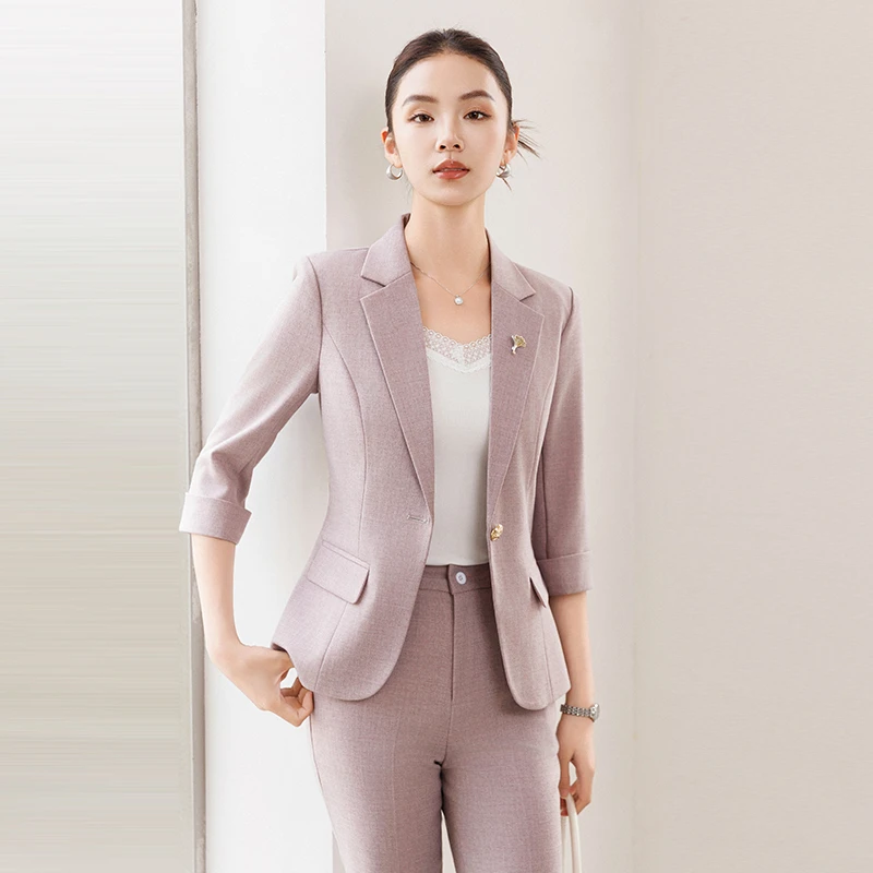 高级感时尚套装女2025春夏薄七分袖西服职业装气质女神范小西装女