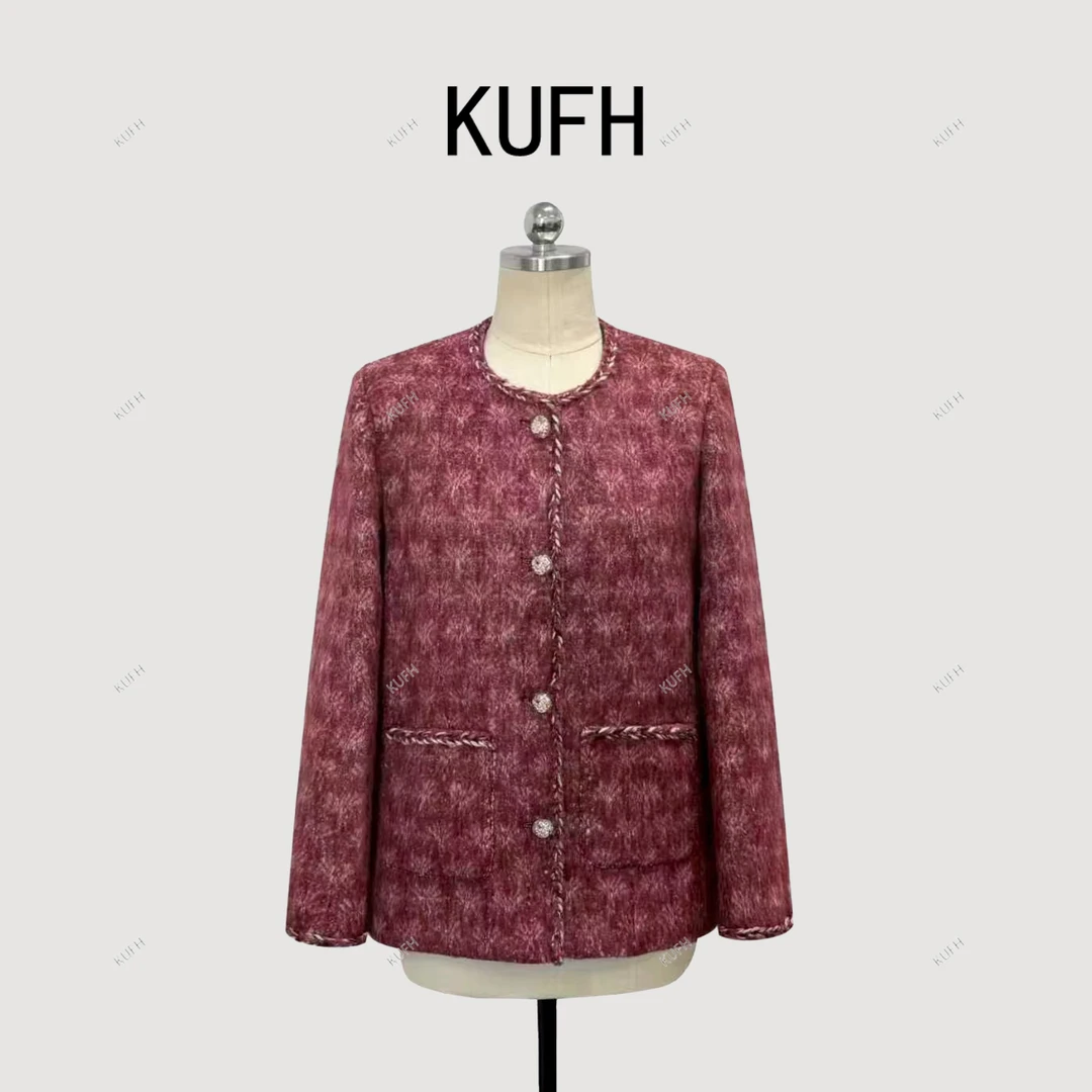 KUFH【圣诞限定】小香风羽绒 羊毛冬季零下厚款保暖上衣 新国标90绒