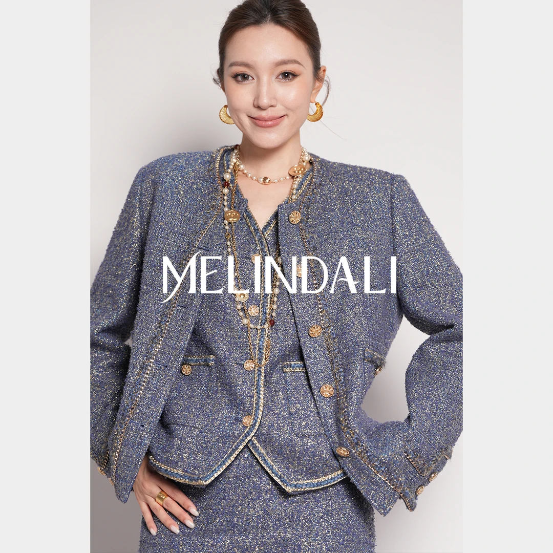 Melinda Li【星月夜小香】黑标意大利Moessmer金丝粗花呢小香风套装